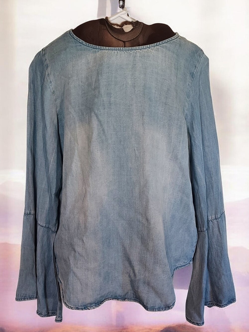 Velvet Heart Denim Light Blue Chambray Tunic Top Medium NWT